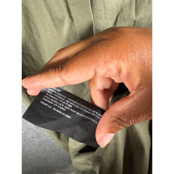 Theory Dress Women 00 Green Long Sleeve Button Front Maxi Tie‎ Waist Quiet Lux - Picture 3 of 7